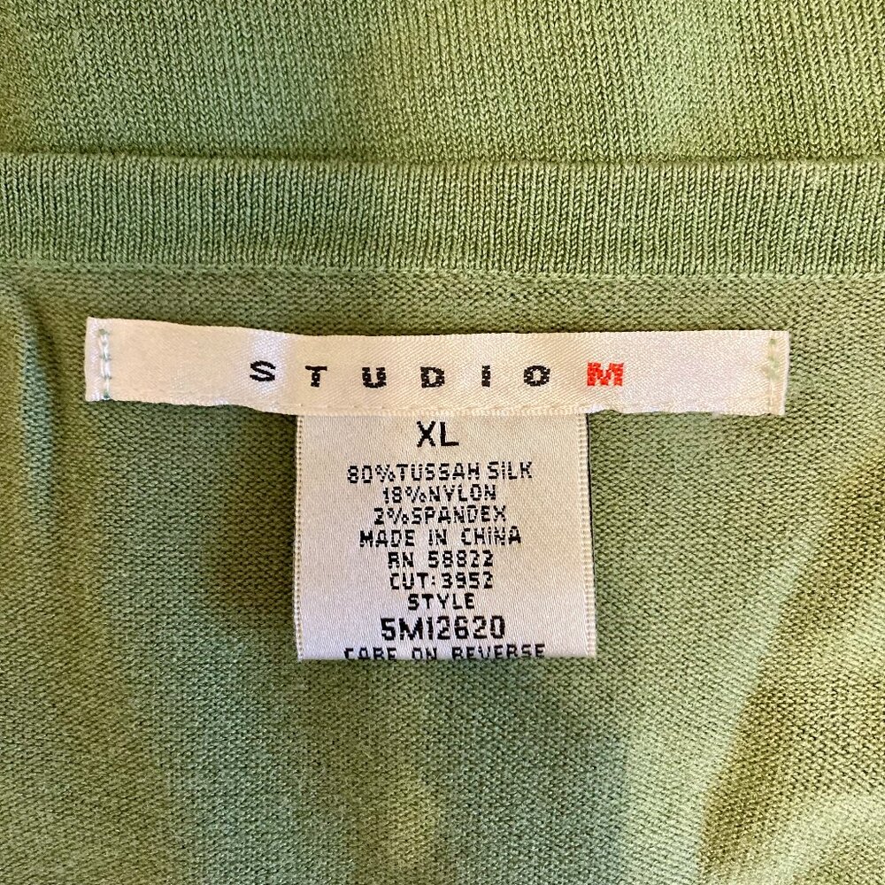 GREAT Condition, SZ XL (see measurements) Silk Blend Kimono Cardigan, Green - Picture 2 of 3